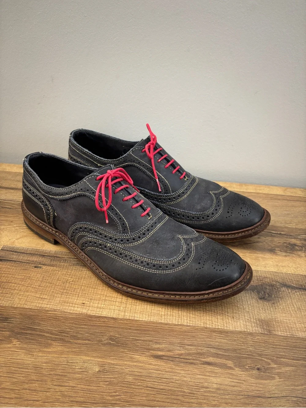 Allen Edmonds Neumok Navy Blue Wing Tip Oxford Dress Shoes Men’s